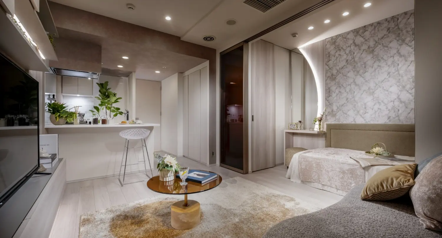 LIVING DINING KITCHEN & BEDROOM