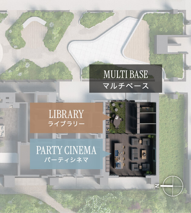 MULTI BASE LIBRARY / PARTY CINEMA敷地配置図完成予想CG