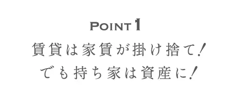 Point1 賃貸は家賃が掛け捨て！でも持ち家は資産に！
