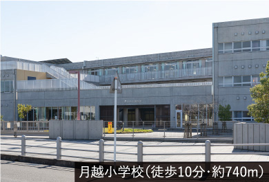 月越小学校（徒歩10分・約740m）