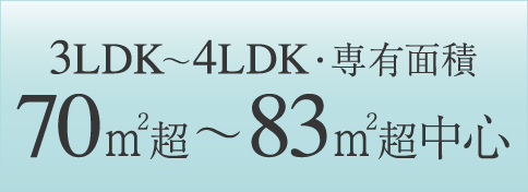 3LDK〜4LDK・専有面積 70㎡超〜83㎡超中心