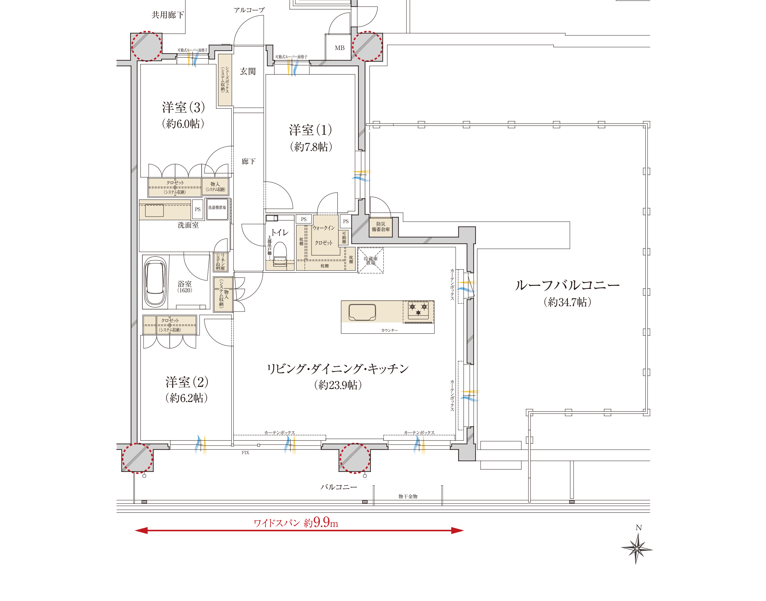 Lrタイプの間取り図