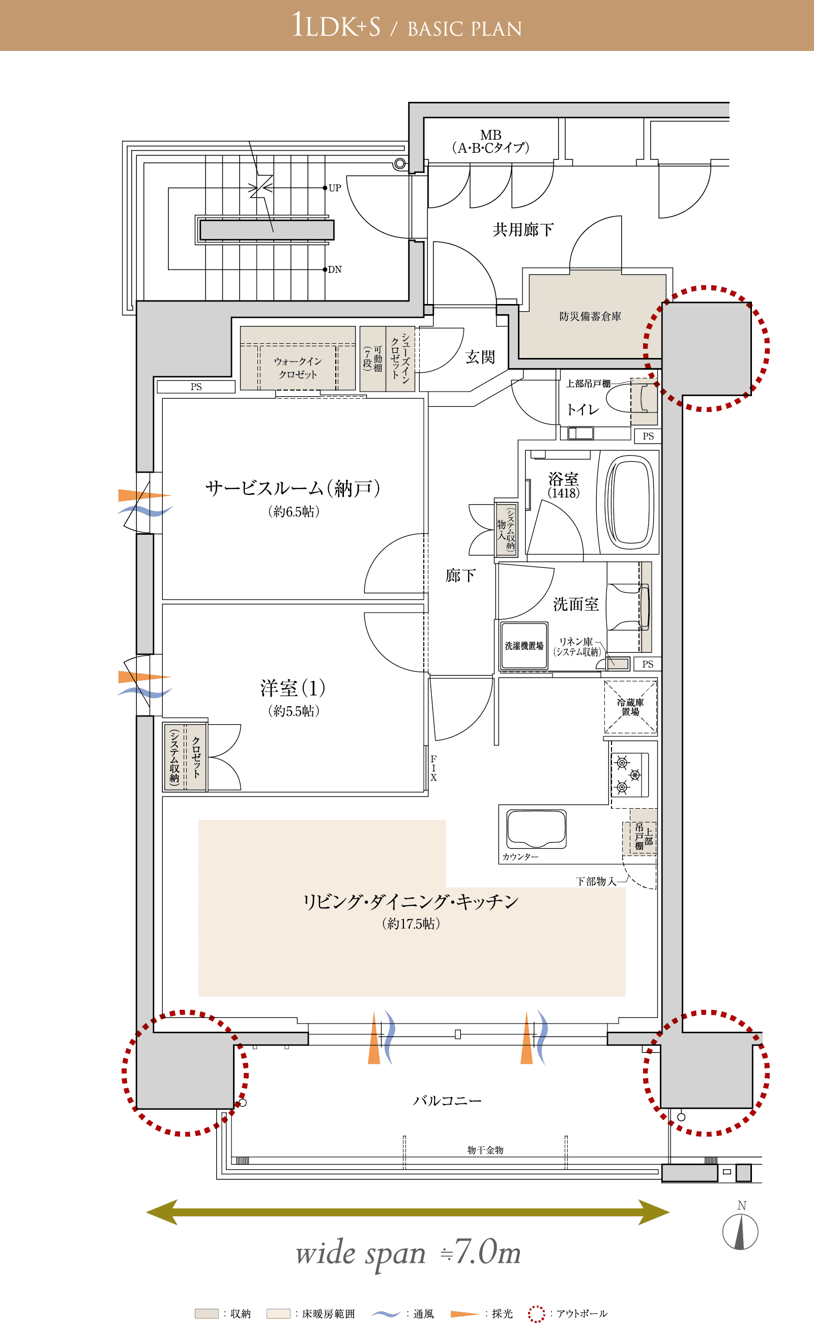 1LDK+S/BASIC PLAN（Aタイプ）