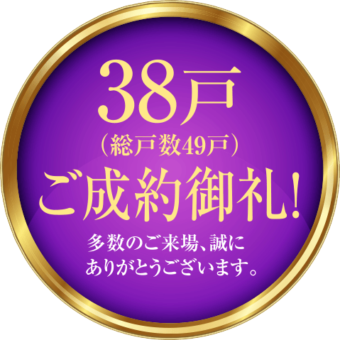 38戸（総戸数49戸）ご成約御礼！