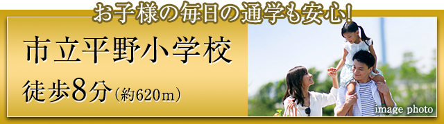 市立平野小学校 徒歩8分(約620m)