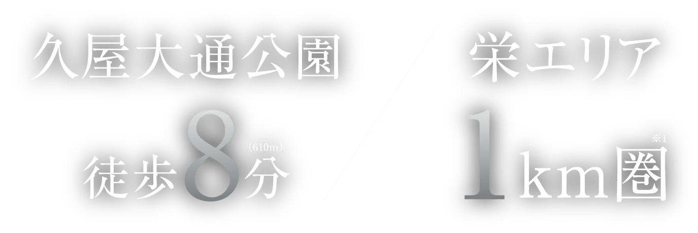 久屋大通公園 徒歩8分 / 栄エリア1km圏