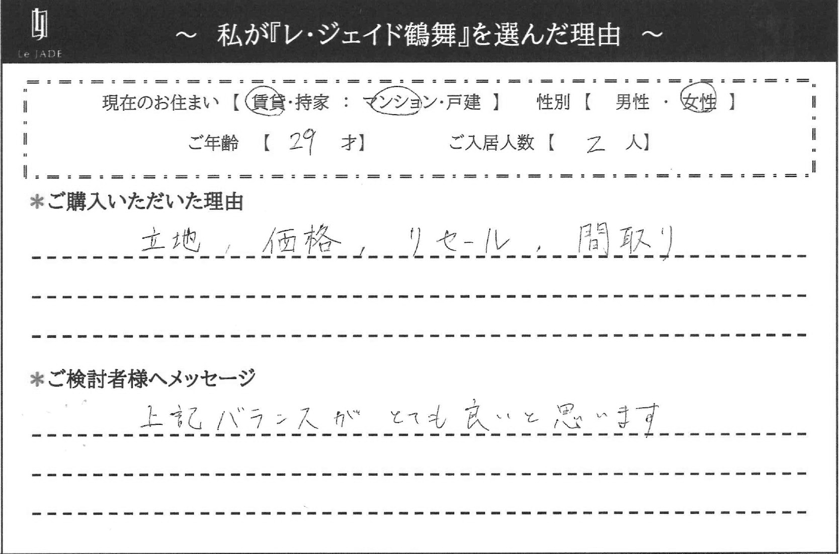 私が'鶴舞'を選んだ理由