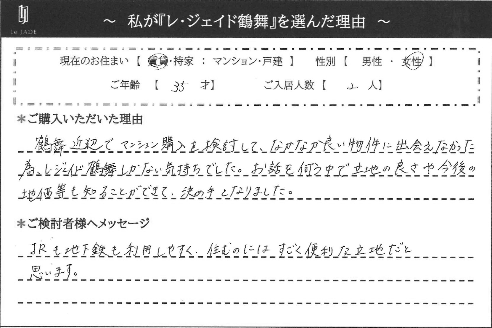 私が'鶴舞'を選んだ理由