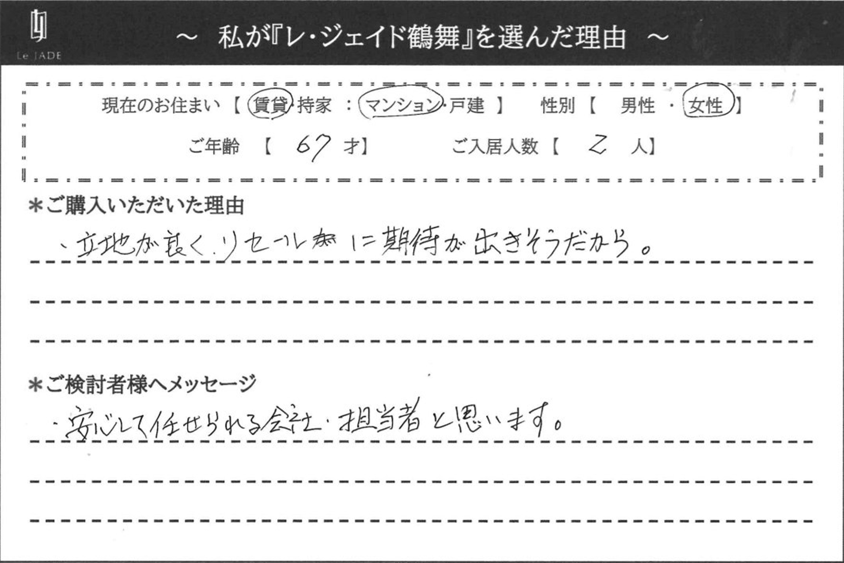 私が'鶴舞'を選んだ理由