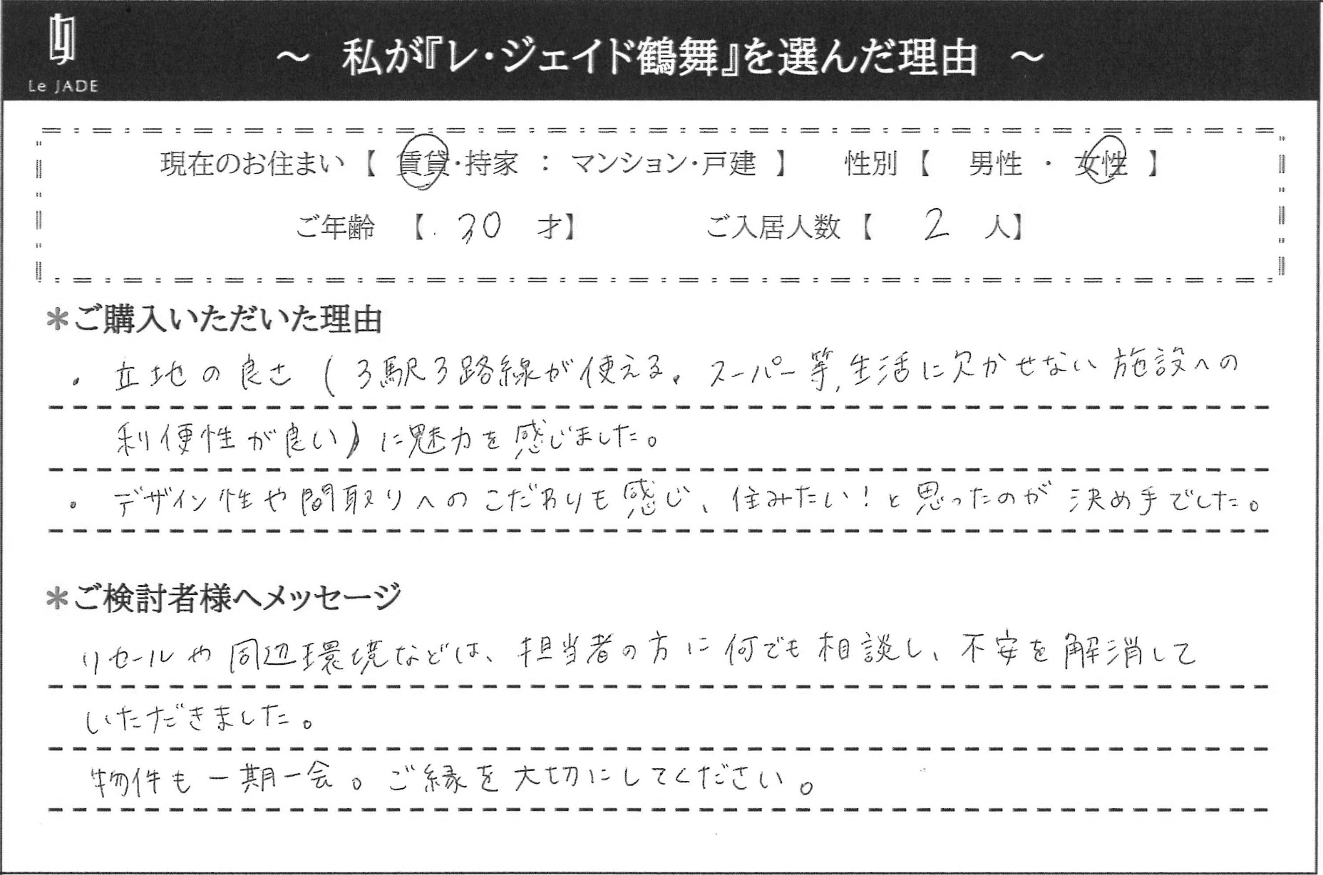 私が'鶴舞'を選んだ理由
