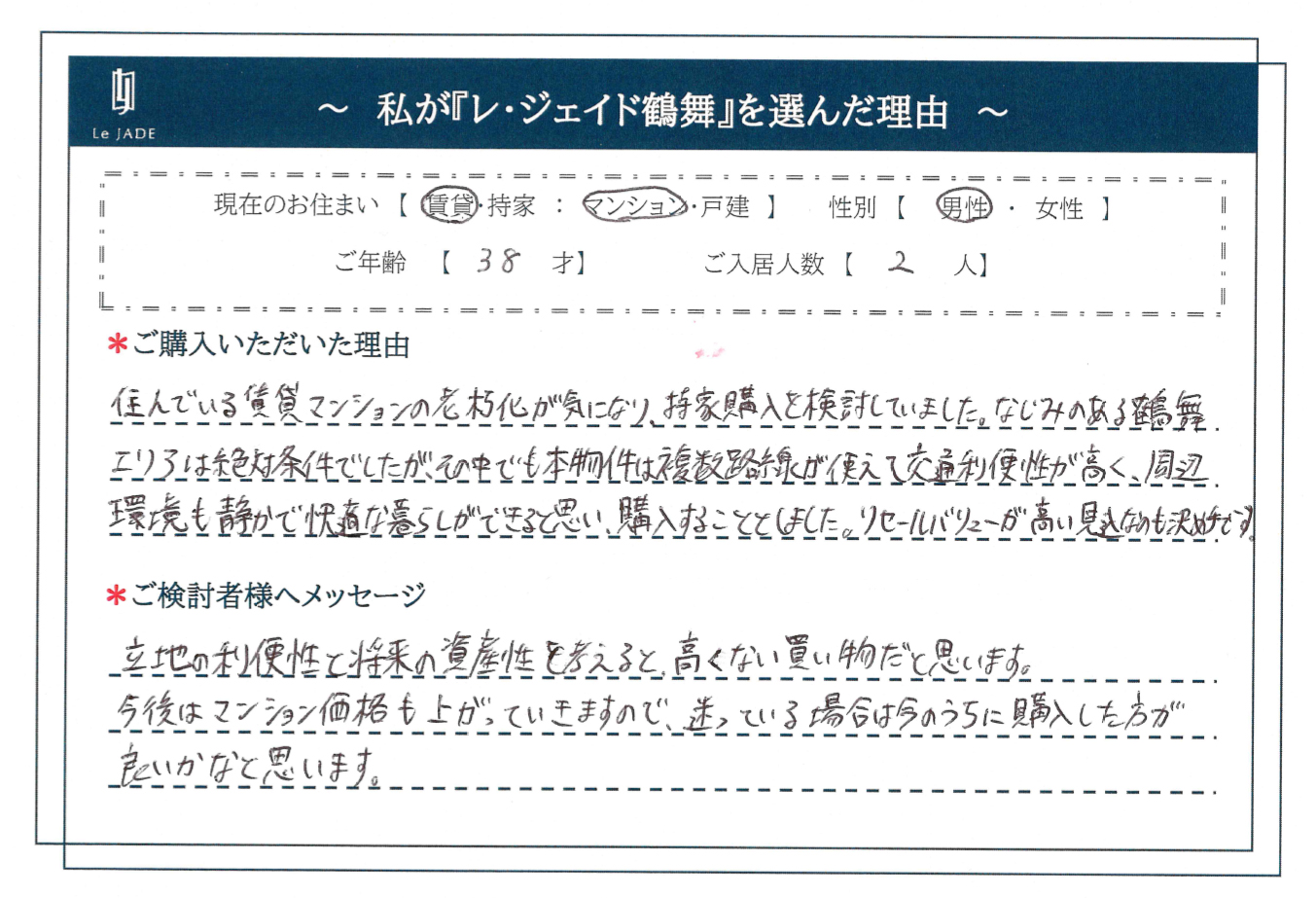 私が'鶴舞'を選んだ理由